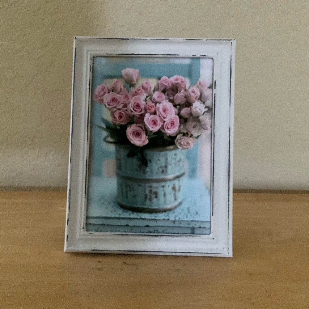 Farmhouse Shabby chic rose picture 5x7 w/frame